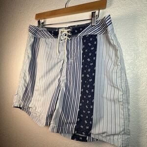 Polo Ralph Lauren Board Short Printed Patchwork Bandana Print Lined Blue 34 READ